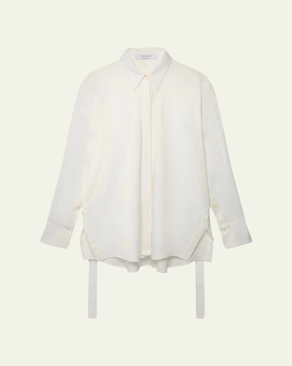 Bias Button-Side Collared Shirt